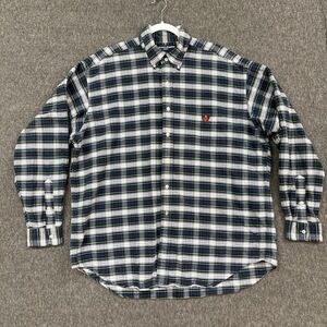 Ralph Lauren Tilden Shirt Mens XL Blue Plaid Button Down Crest 100% Cotton